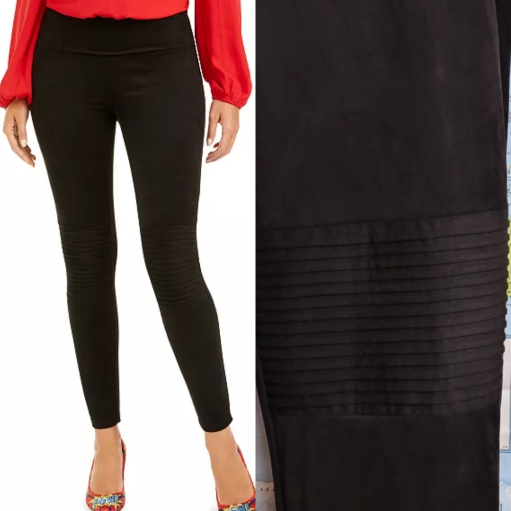 INC International Concepts High rise moto leggings black knit texture… - Picture 1 of 7